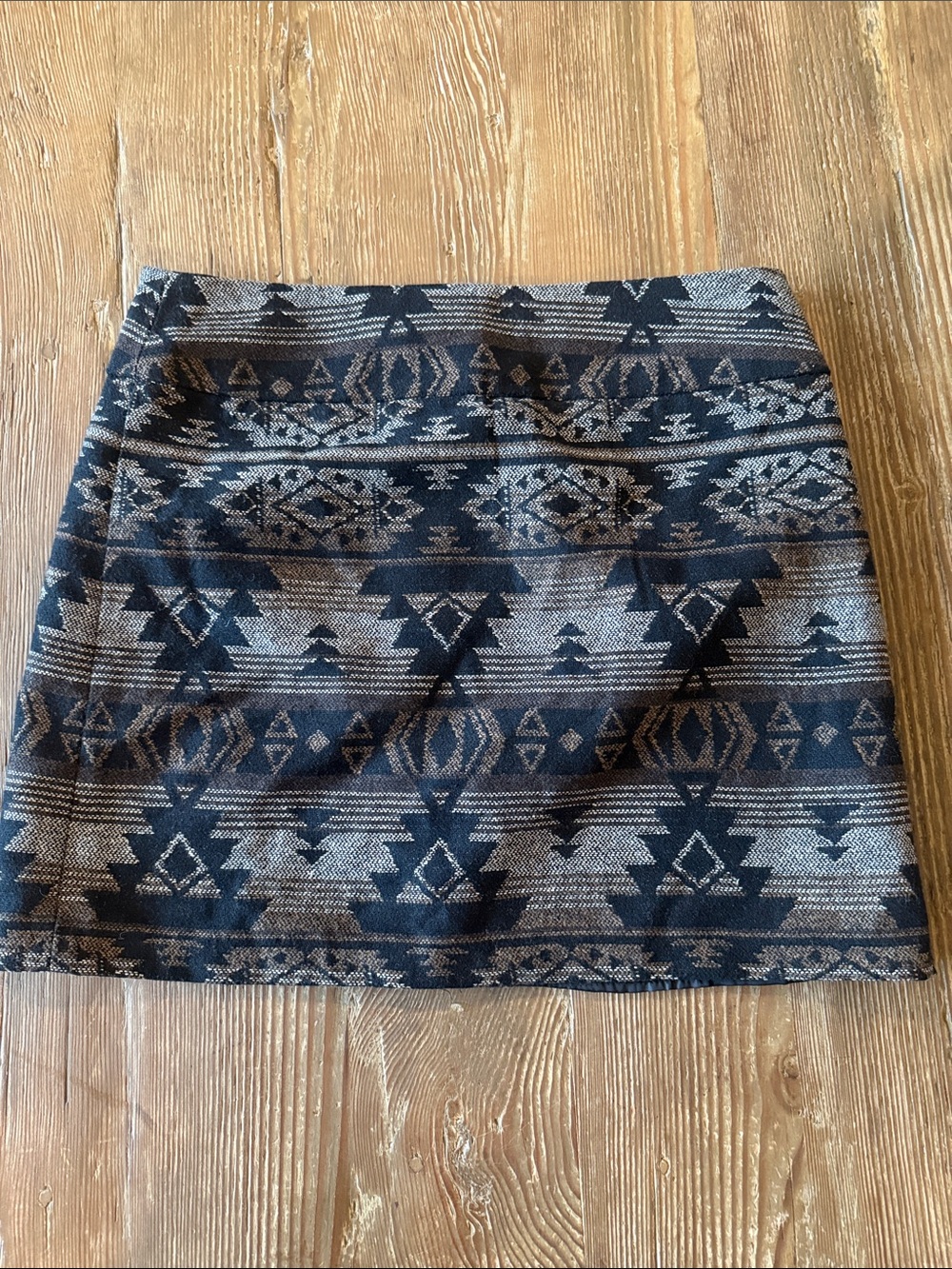Dalia Collection Black and Gray Aztec Jacquard Mini Skirt
